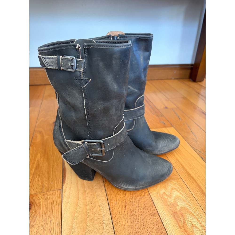 Corso Como Women's‎ Somers Motorcycle Boot Black Worn Leather Size 8